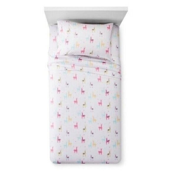 Pillowfort Laughing Llamas 4 pc Twin Size Sheet Set, brand new, free shipping - Picture 1 of 7